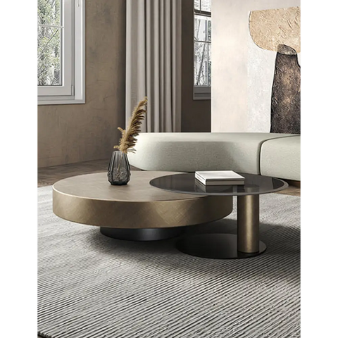 Gold Nesting Coffee Table With Black Side Table