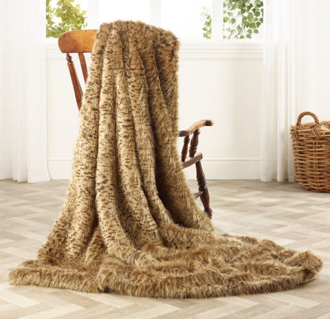 Gold Civet Faux Fur Throw