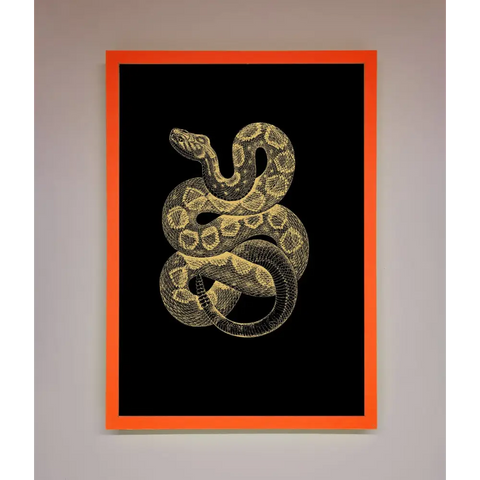 Golden Serpent Framed Wall Art - A3 (29.7 x 42 cm) / Neon Orange - Framed Print
