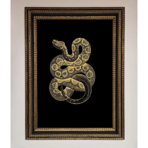 Golden Serpent Framed Wall Art - A3 (29.7 x 42 cm) / Ornate Gold Black - Framed Print