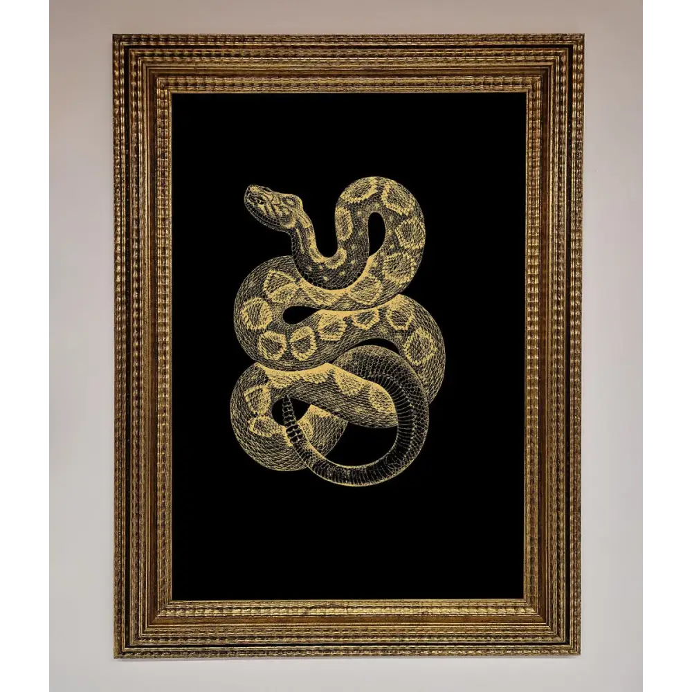 Golden Serpent Framed Wall Art - A3 (29.7 x 42 cm) / Ornate Gold - Framed Print
