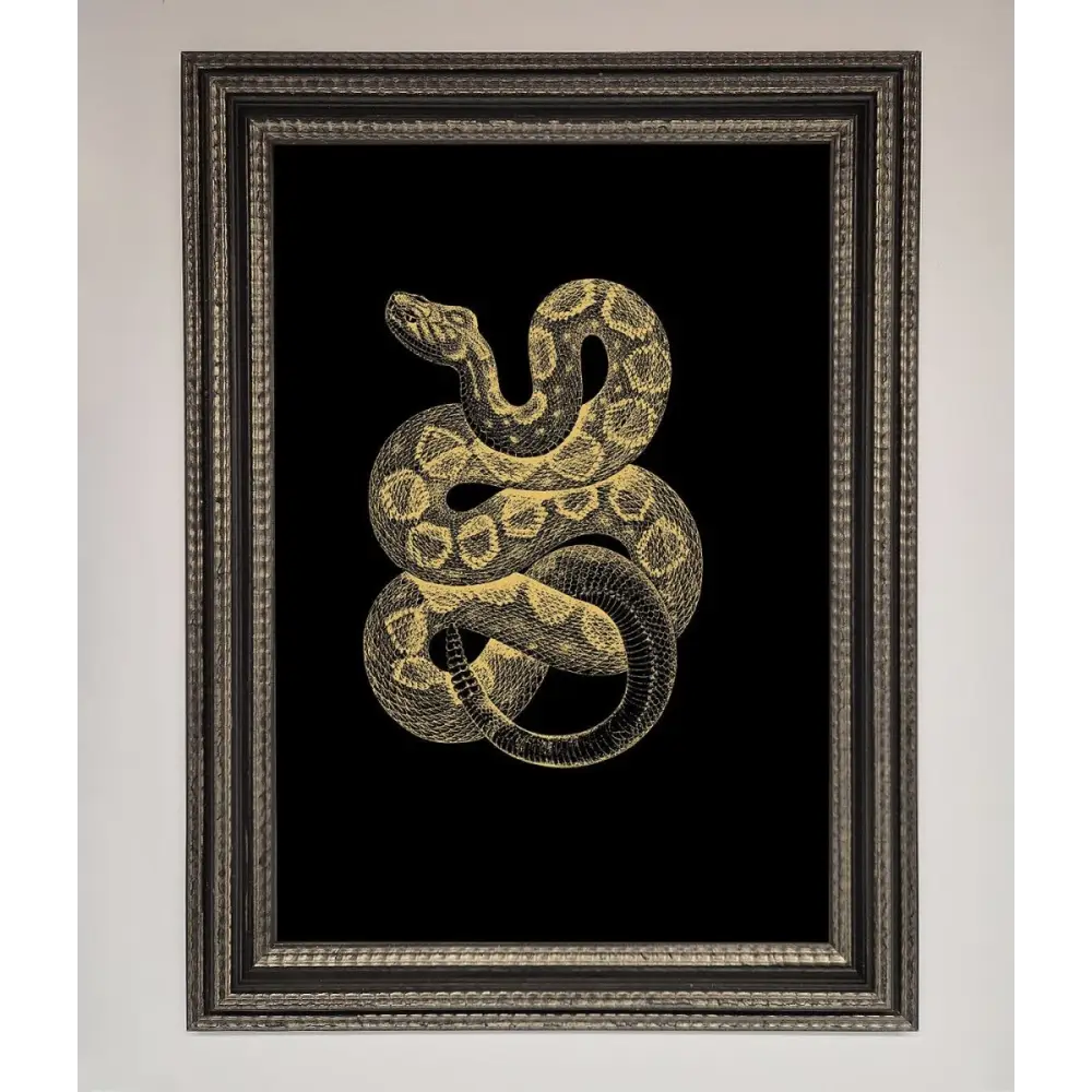 Golden Serpent Framed Wall Art - A3 (29.7 x 42 cm) / Ornate Silver Black - Framed Print