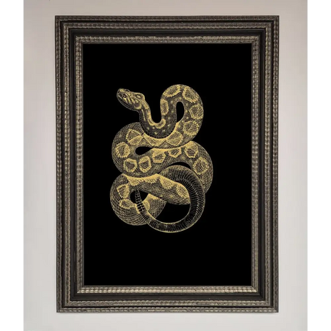 Golden Serpent Framed Wall Art - A3 (29.7 x 42 cm) / Ornate Silver Black - Framed Print