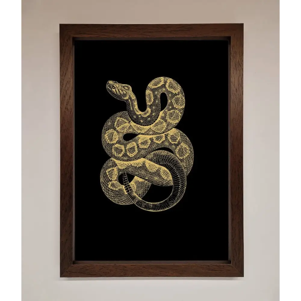 Golden Serpent Framed Wall Art - A3 (29.7 x 42 cm) / Walnut - Framed Print