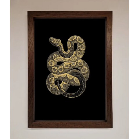 Golden Serpent Framed Wall Art - A3 (29.7 x 42 cm) / Walnut - Framed Print