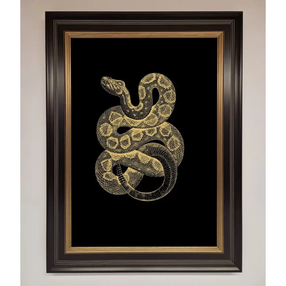 Golden Serpent Framed Wall Art - B0 (100 x 141 cm) / Black Gold - Framed Print