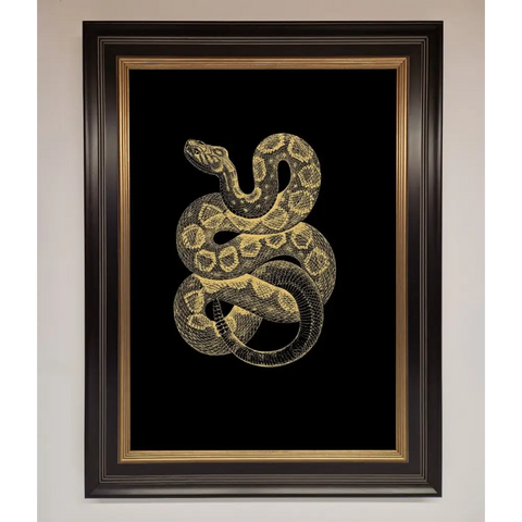 Golden Serpent Framed Wall Art - B0 (100 x 141 cm) / Black Gold - Framed Print