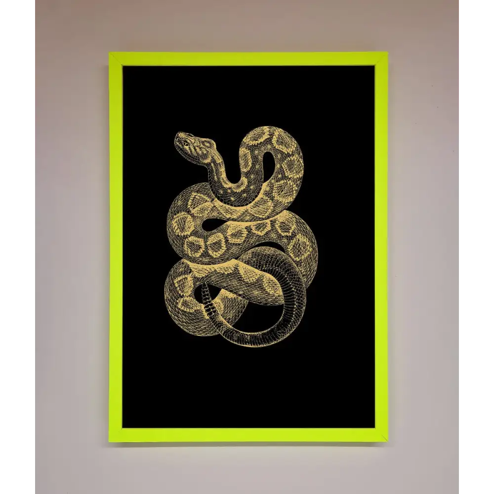 Golden Serpent Framed Wall Art - B0 (100 x 141 cm) / Neon Green - Framed Print