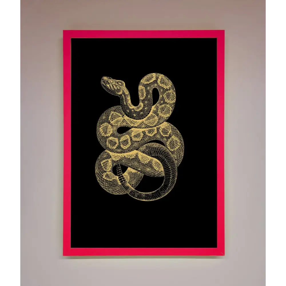 Golden Serpent Framed Wall Art - B0 (100 x 141 cm) / Neon Pink - Framed Print