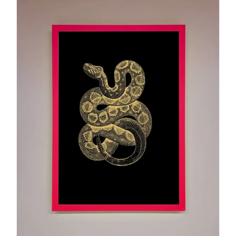 Golden Serpent Framed Wall Art - B0 (100 x 141 cm) / Neon Pink - Framed Print