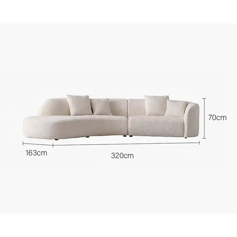 Goldie Gubi Three Seater Sofa Boucle White - 320cm - sofa