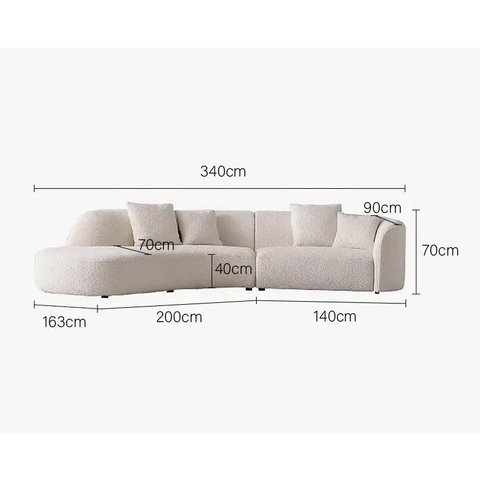 Goldie Gubi Three Seater Sofa Boucle White - 340cm - sofa
