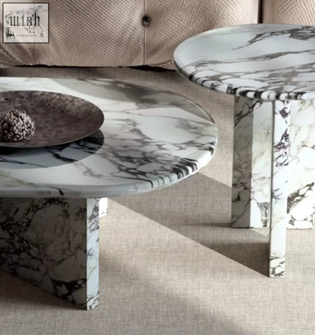 White and gray marble goliah coffee table set with a sleek modern design perfect as a stylish coffee table centerpiece