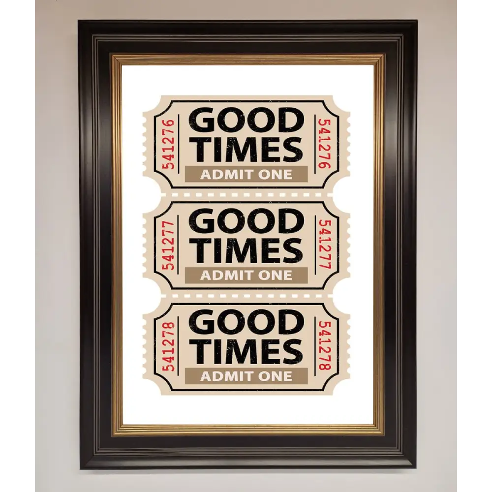 Good Times Beige Framed Wall Art - A3 (29.7 x 42 cm) / Black Gold - Framed Print