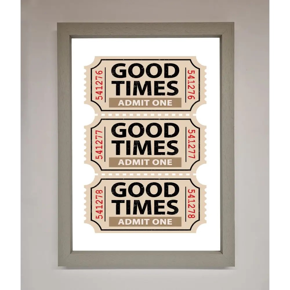 Good Times Beige Framed Wall Art - A3 (29.7 x 42 cm) / Grey - Framed Print
