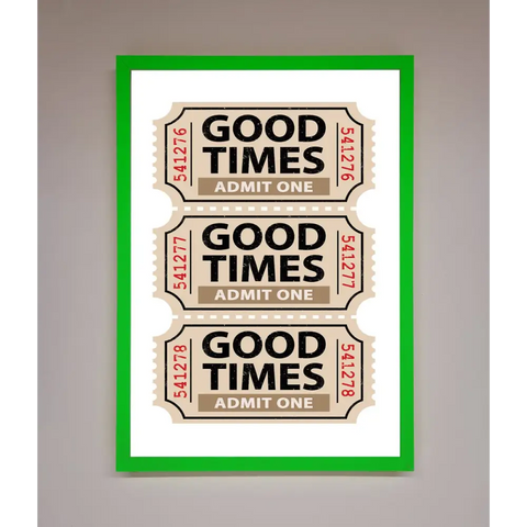 Good Times Beige Framed Wall Art - A3 (29.7 x 42 cm) / Neon Dark Green - Framed Print