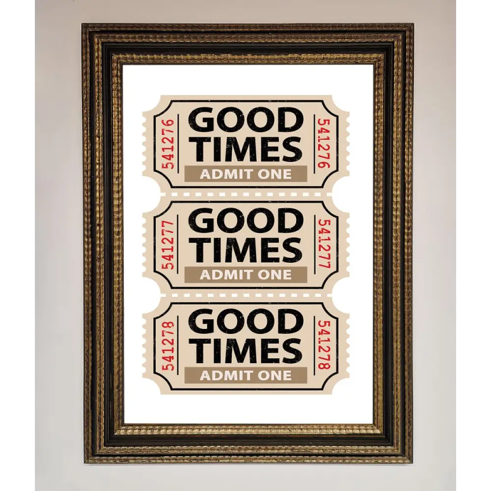 Good Times Beige Framed Wall Art - A3 (29.7 x 42 cm) / Ornate Gold Black - Framed Print