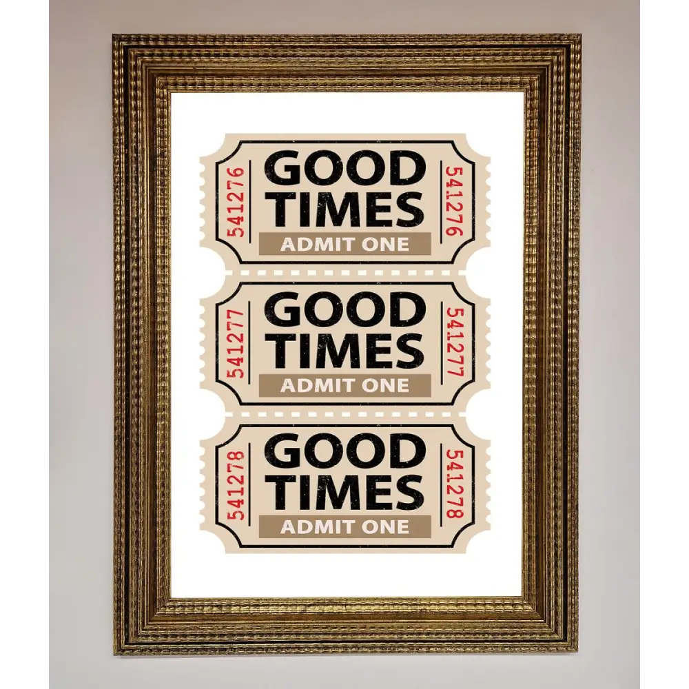Good Times Beige Framed Wall Art - A3 (29.7 x 42 cm) / Ornate Gold - Framed Print