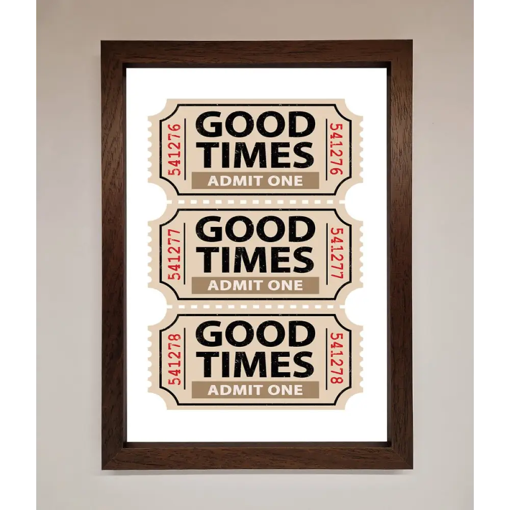 Good Times Beige Framed Wall Art - A3 (29.7 x 42 cm) / Walnut - Framed Print