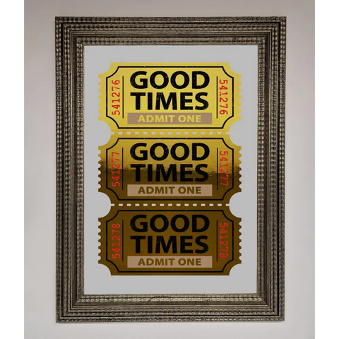 Good Times Tickets Foil Print - A3 (29.7 x 42 cm) / Ornate Silver - Framed Print