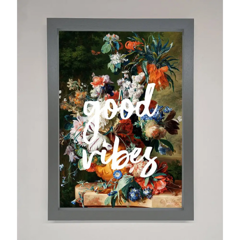 Good Vibes Framed Wall Art - A3 (29.7 x 42 cm) / Dark Grey - Framed Print