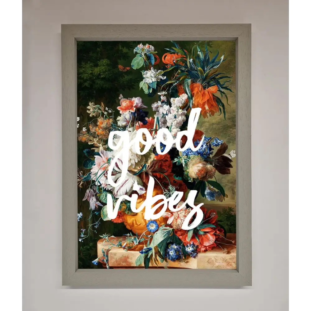 Good Vibes Framed Wall Art - A3 (29.7 x 42 cm) / Grey - Framed Print