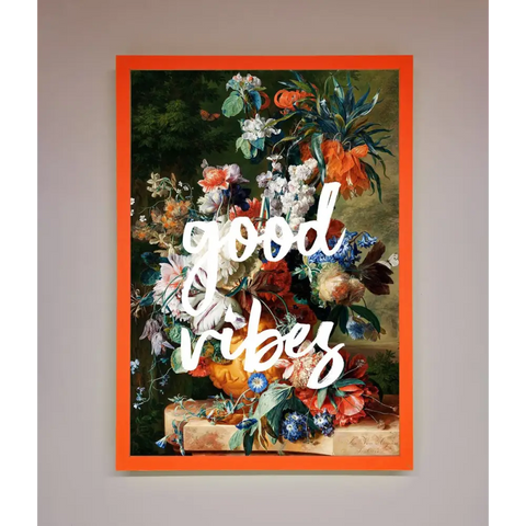 Good Vibes Framed Wall Art - A3 (29.7 x 42 cm) / Neon Orange - Framed Print