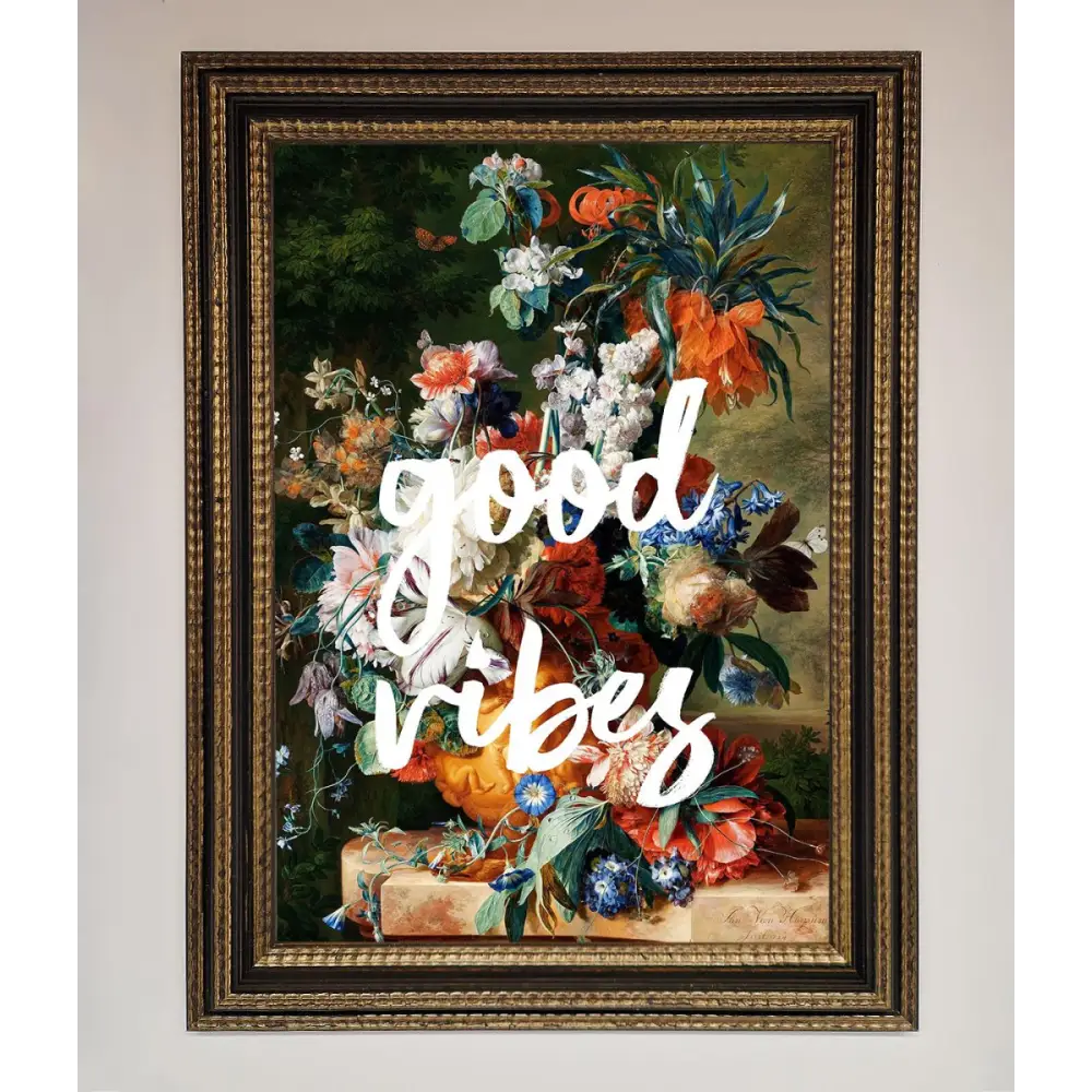 Good Vibes Framed Wall Art - A3 (29.7 x 42 cm) / Ornate Gold Black - Framed Print