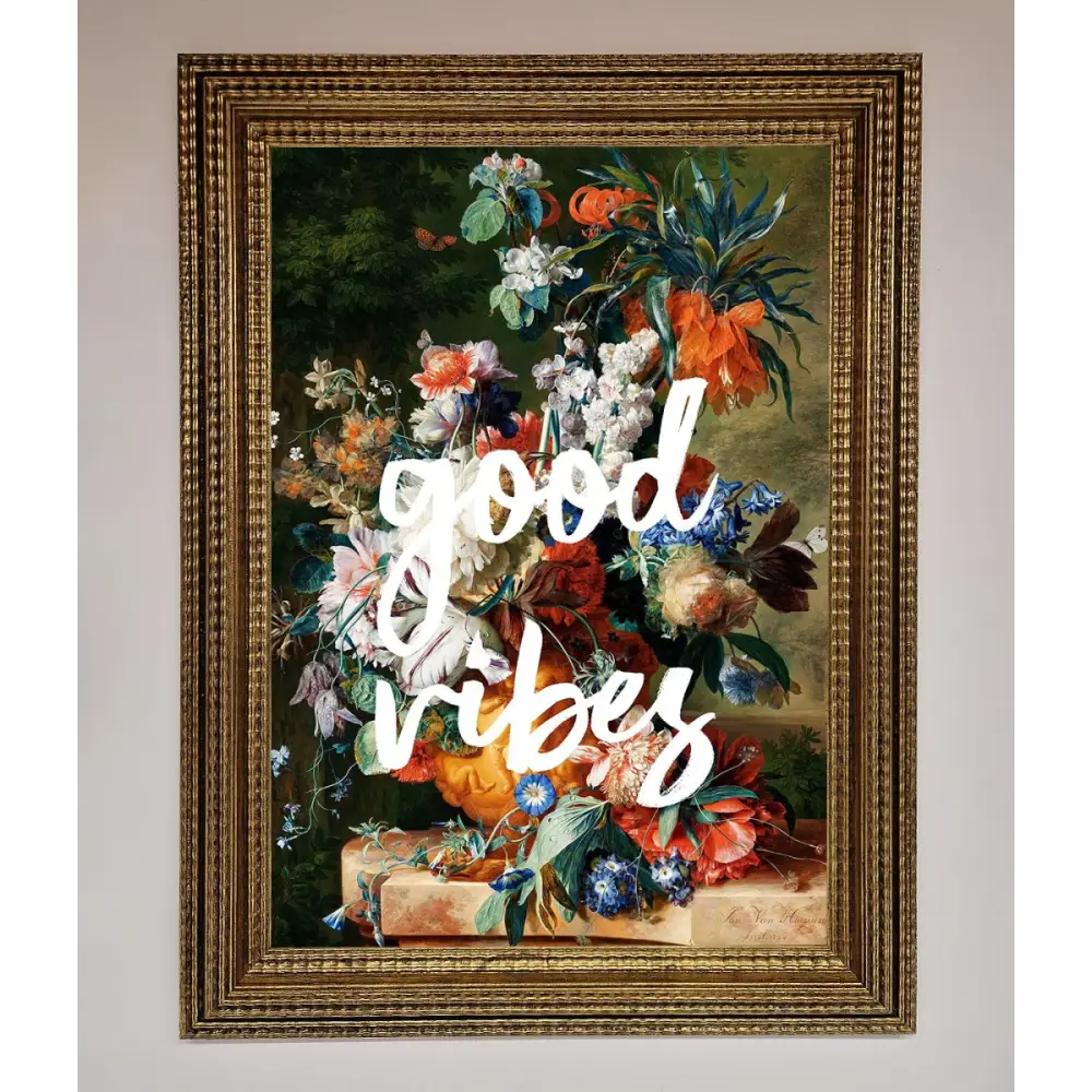 Good Vibes Framed Wall Art - A3 (29.7 x 42 cm) / Ornate Gold - Framed Print
