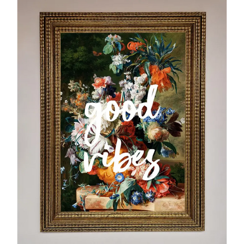 Good Vibes Framed Wall Art - A3 (29.7 x 42 cm) / Ornate Gold - Framed Print