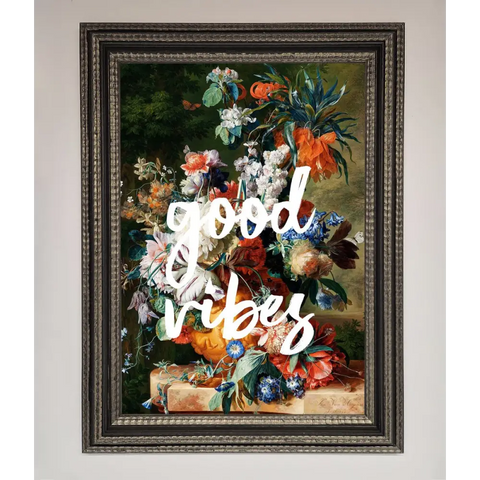 Good Vibes Framed Wall Art - A3 (29.7 x 42 cm) / Ornate Silver Black - Framed Print