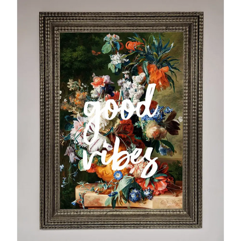 Good Vibes Framed Wall Art - A3 (29.7 x 42 cm) / Ornate Silver - Framed Print