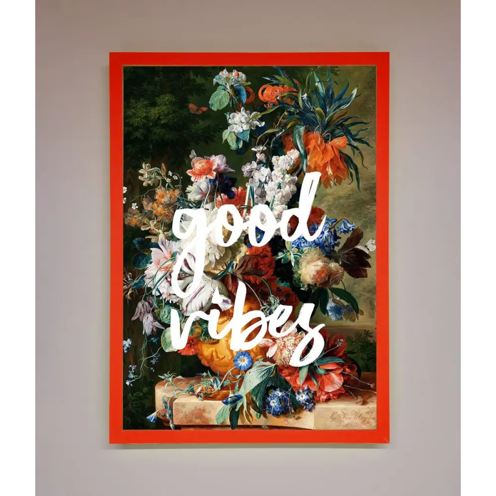 Good Vibes Framed Wall Art - B0 (100 x 141 cm) / Neon Red - Framed Print