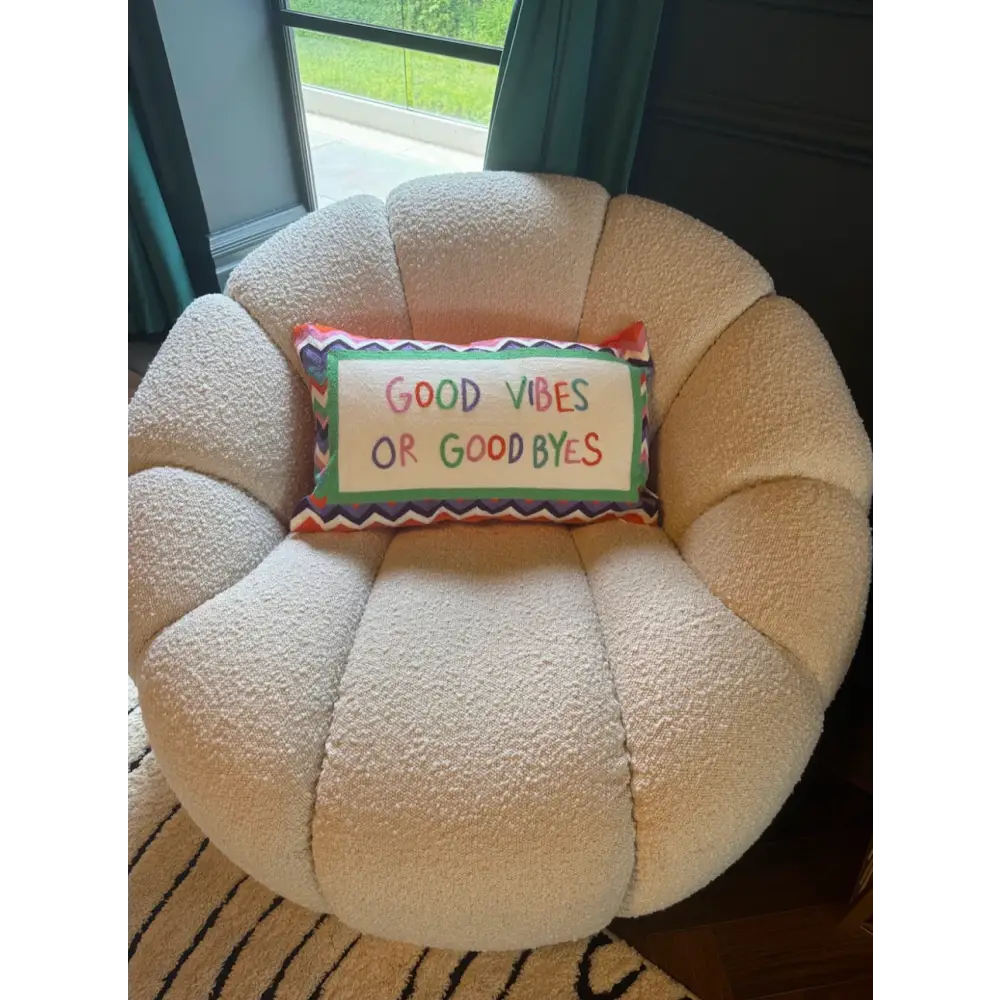 Good Vibes or Good Byes Needlepoint Pillow