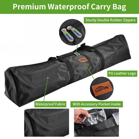 Black waterproof carry bag with sturdy double rubber zippers and pu leather logo includes portable carrying for goutime 9ft double hammock