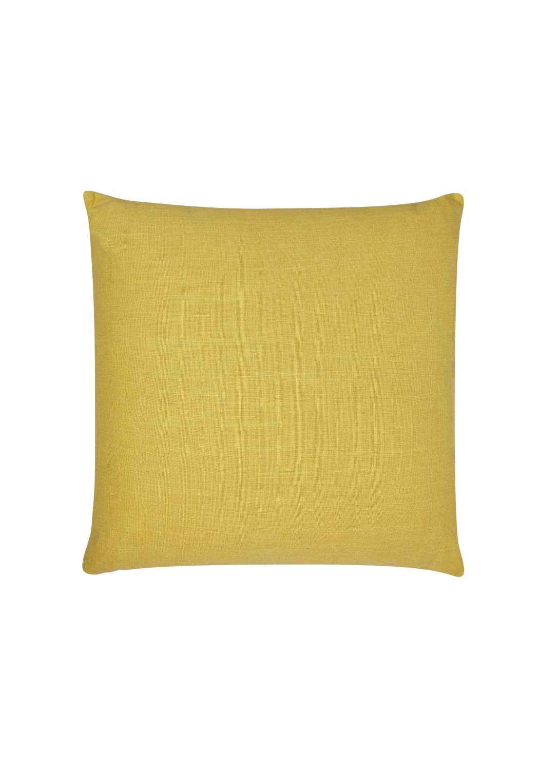 A square mustard yellow baker cushion cover made from textured linen fabric perfect for stylish comfort