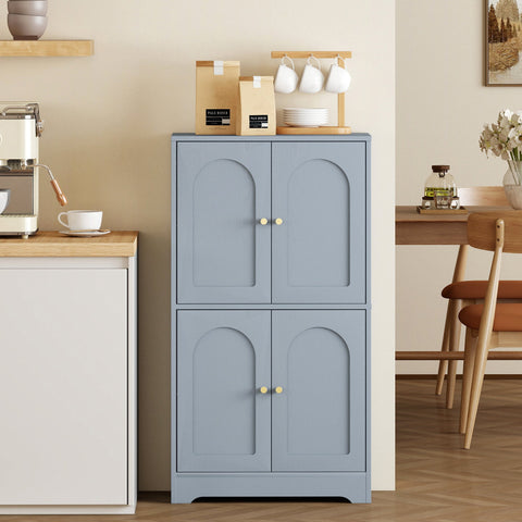 HOMCOM 4-Door Kitchen Storage Cabinet with Adjustable Shelves - Grey