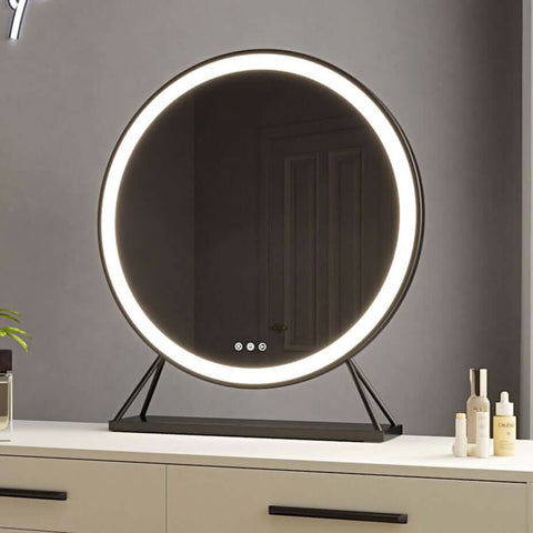 Grace Round Hollywood Mirror Black 60x67cm