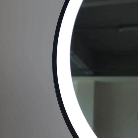 Grace round hollywood mirror black 60x67cm with circular led light and sleek black frame hollywood mirror style