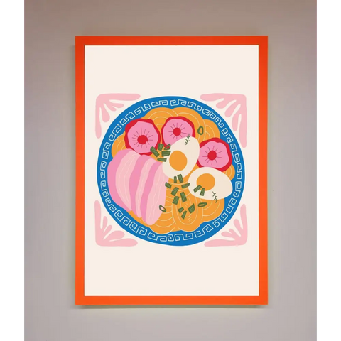 Greek Breakfast Framed Poster - A3 (29.7 x 42 cm) / Neon Orange - Framed Print