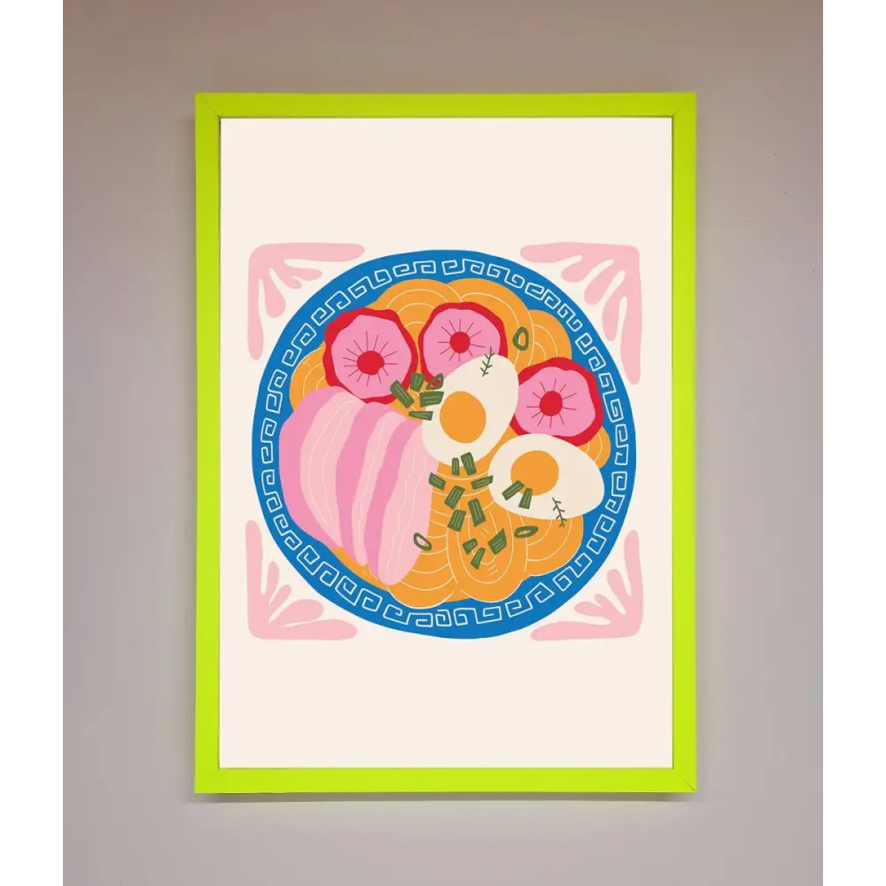 Greek Breakfast Framed Poster - B0 (100 x 141 cm) / Neon Green - Framed Print