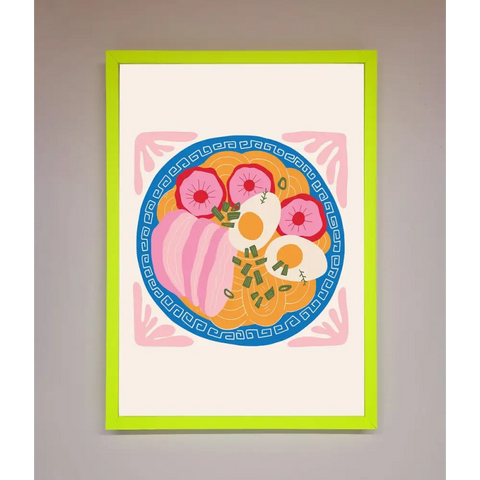 Greek Breakfast Framed Poster - B0 (100 x 141 cm) / Neon Green - Framed Print