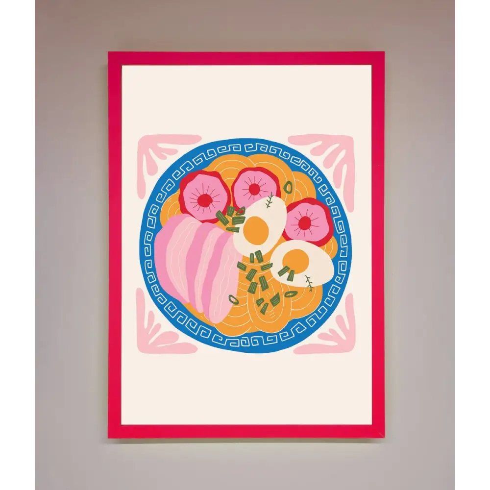 Greek Breakfast Framed Poster - B0 (100 x 141 cm) / Neon Pink - Framed Print