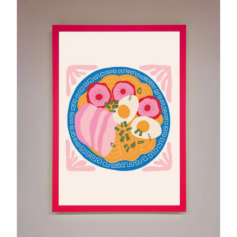 Greek Breakfast Framed Poster - B0 (100 x 141 cm) / Neon Pink - Framed Print
