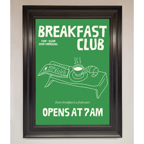 Green Breakfast Club Framed Wall Art - A1 (59.4 x 84.1 cm) / Matt Black - Framed Print