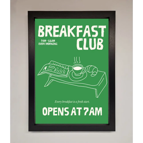 Green Breakfast Club Framed Wall Art - A3 (29.7 x 42 cm) / Black - Framed Print