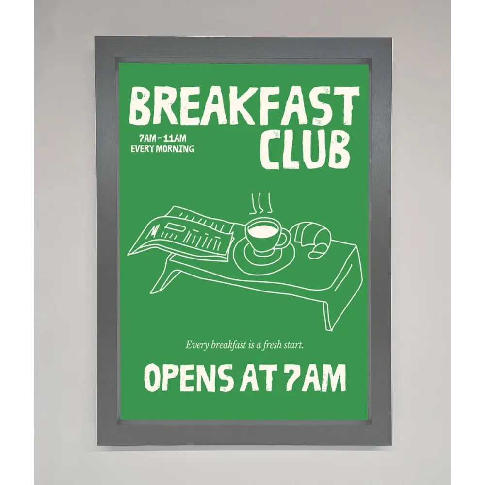 Green Breakfast Club Framed Wall Art - A3 (29.7 x 42 cm) / Dark Grey - Framed Print