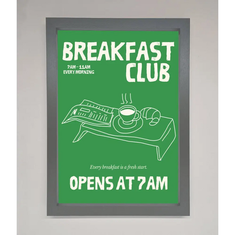 Green Breakfast Club Framed Wall Art - A3 (29.7 x 42 cm) / Dark Grey - Framed Print