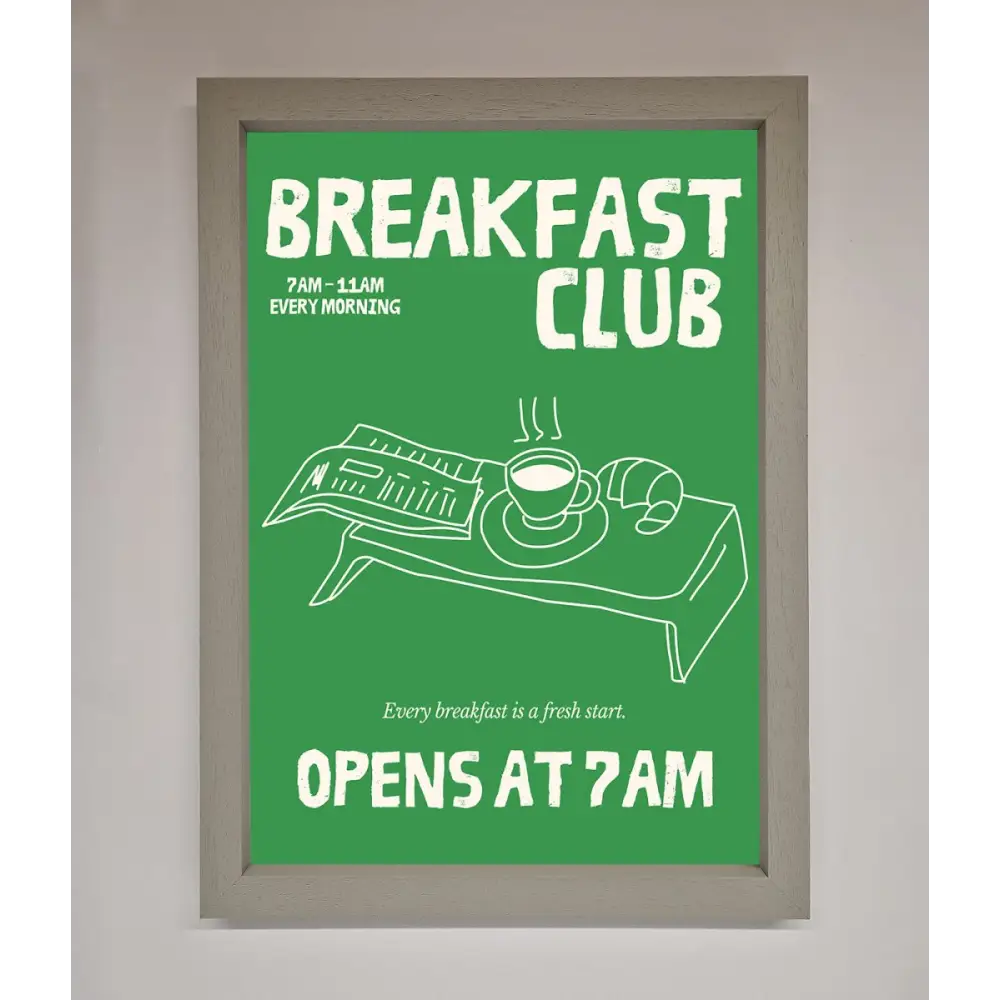 Green Breakfast Club Framed Wall Art - A3 (29.7 x 42 cm) / Grey - Framed Print