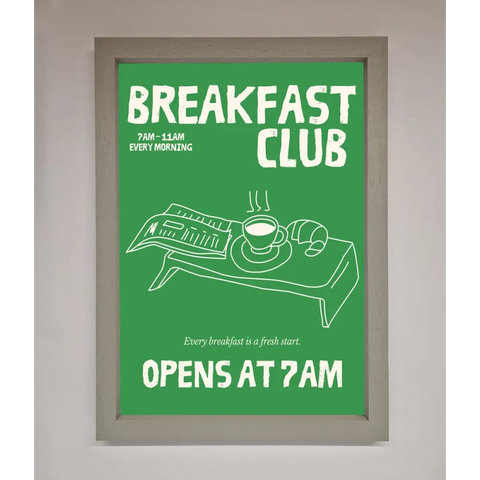 Green Breakfast Club Framed Wall Art - A3 (29.7 x 42 cm) / Grey - Framed Print